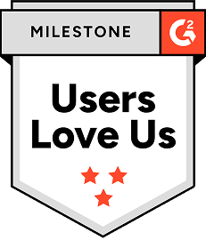 Collaborator Users Love Us badge from G2 – diamond-shaped, orange-accented milestone recognition